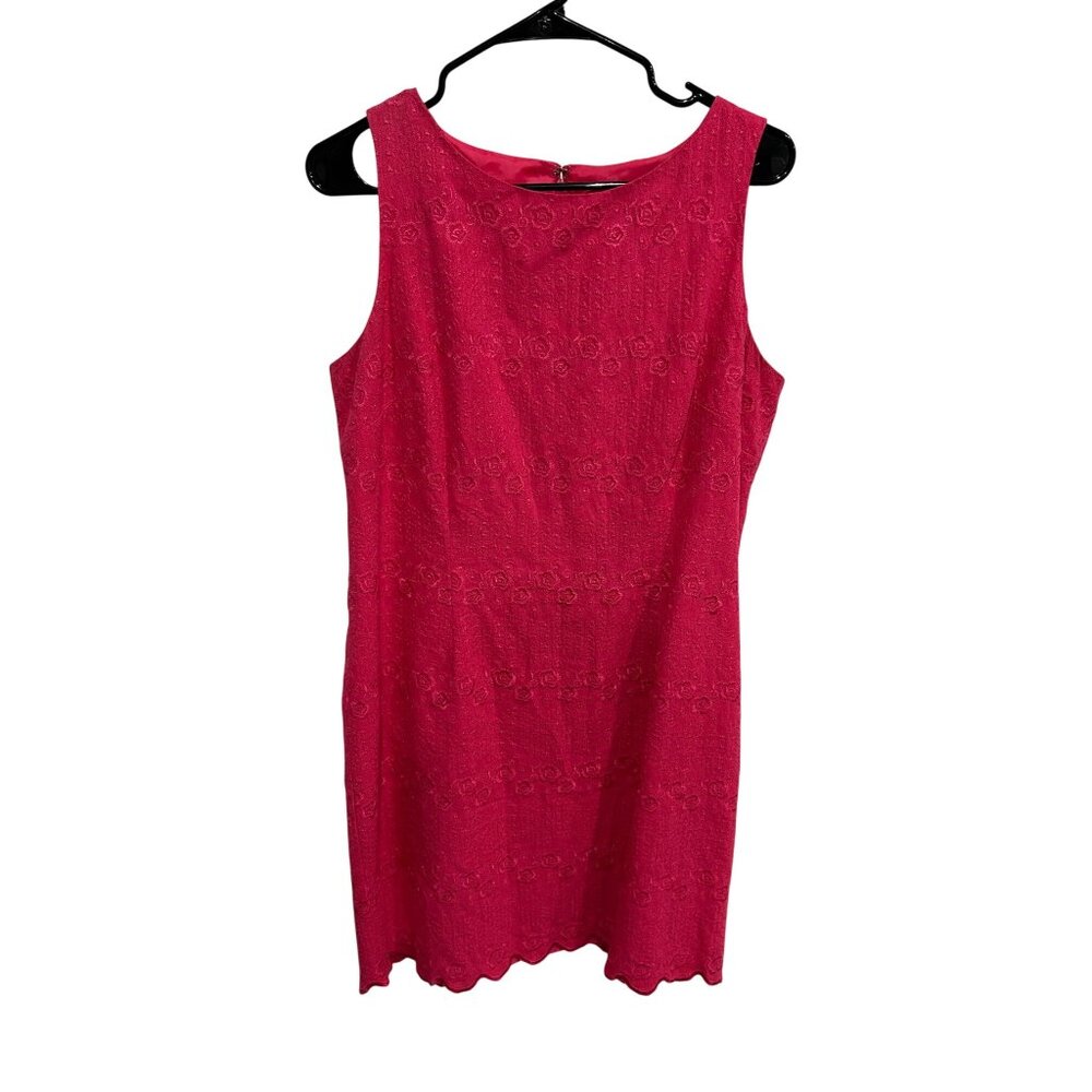 Plaza South Petite Pink Floral Sleeveless Sheath Dress Sz 10P Textured Cocktail